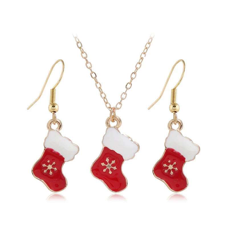 Alloy Jewelry With Cartoon Red Boots Pattern For Women Environmental Protection Treatment Earrings Necklace Set - Image 5