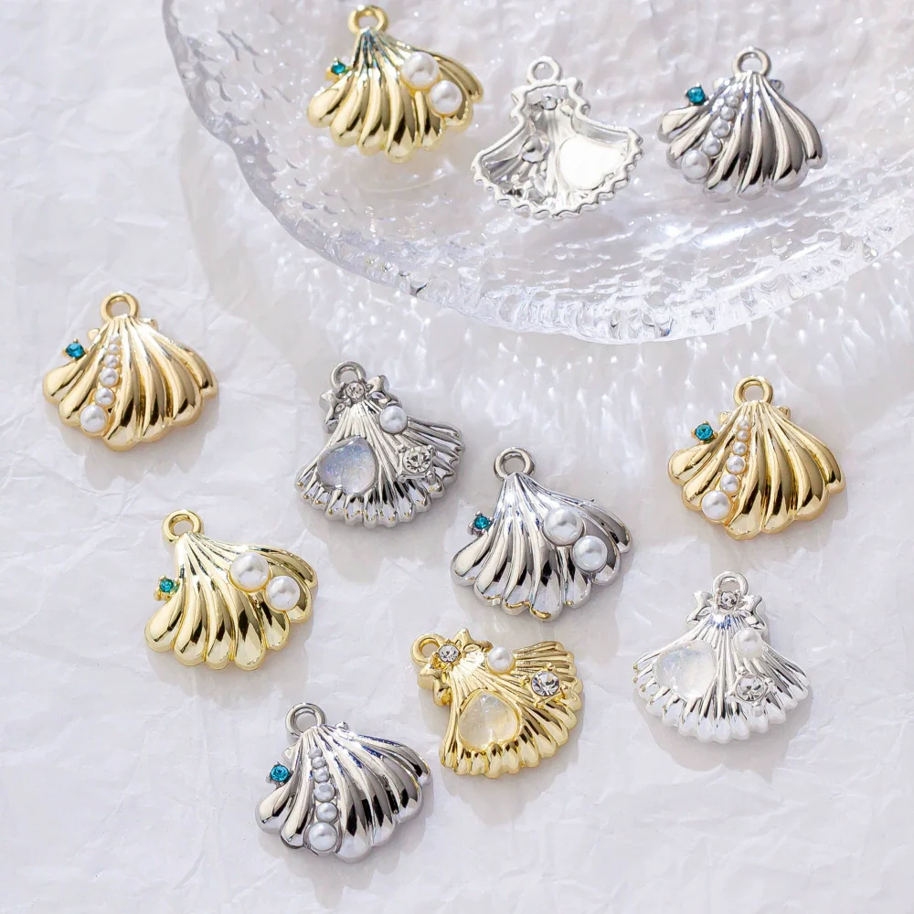 Alloy Joker Pearl Love Shell Pendant Diy Handmade Earrings Necklace Accessories With Electroplating And Animal Style