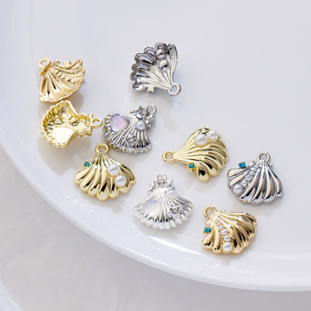 Alloy Joker Pearl Love Shell Pendant Diy Handmade Earrings Necklace Accessories With Electroplating And Animal Style - Image 3