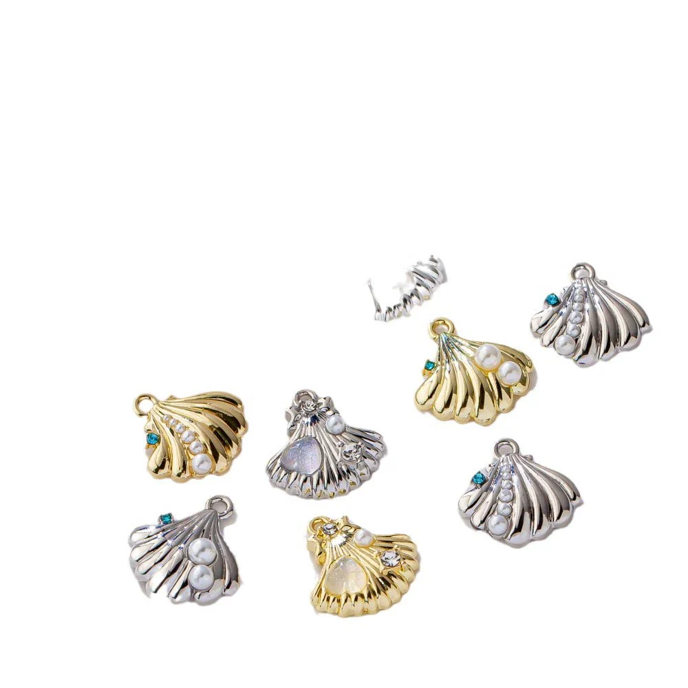 Alloy Joker Pearl Love Shell Pendant Diy Handmade Earrings Necklace Accessories With Electroplating And Animal Style - Image 4