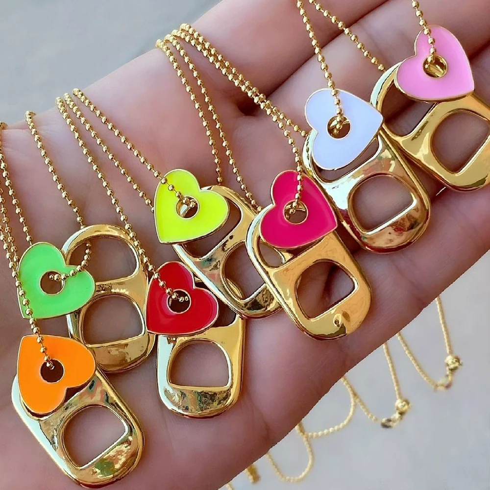 Alloy Love Pendant Necklace With Oil Drop Design And Heart Shape For Women