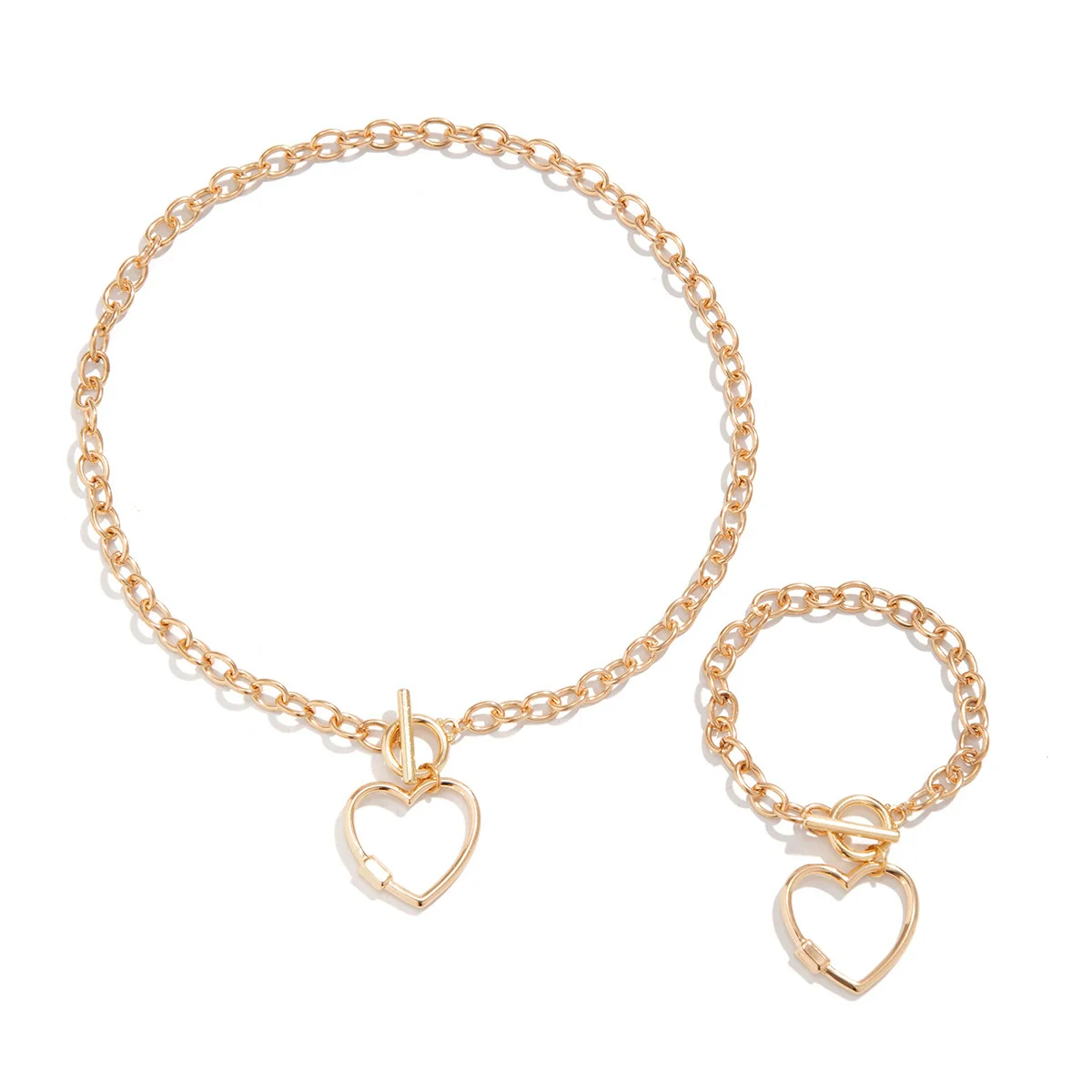 Alloy Love Star Heart Geometric Pendant Necklace For Women Electroplated Hollow Street Style Jewelry - Image 5