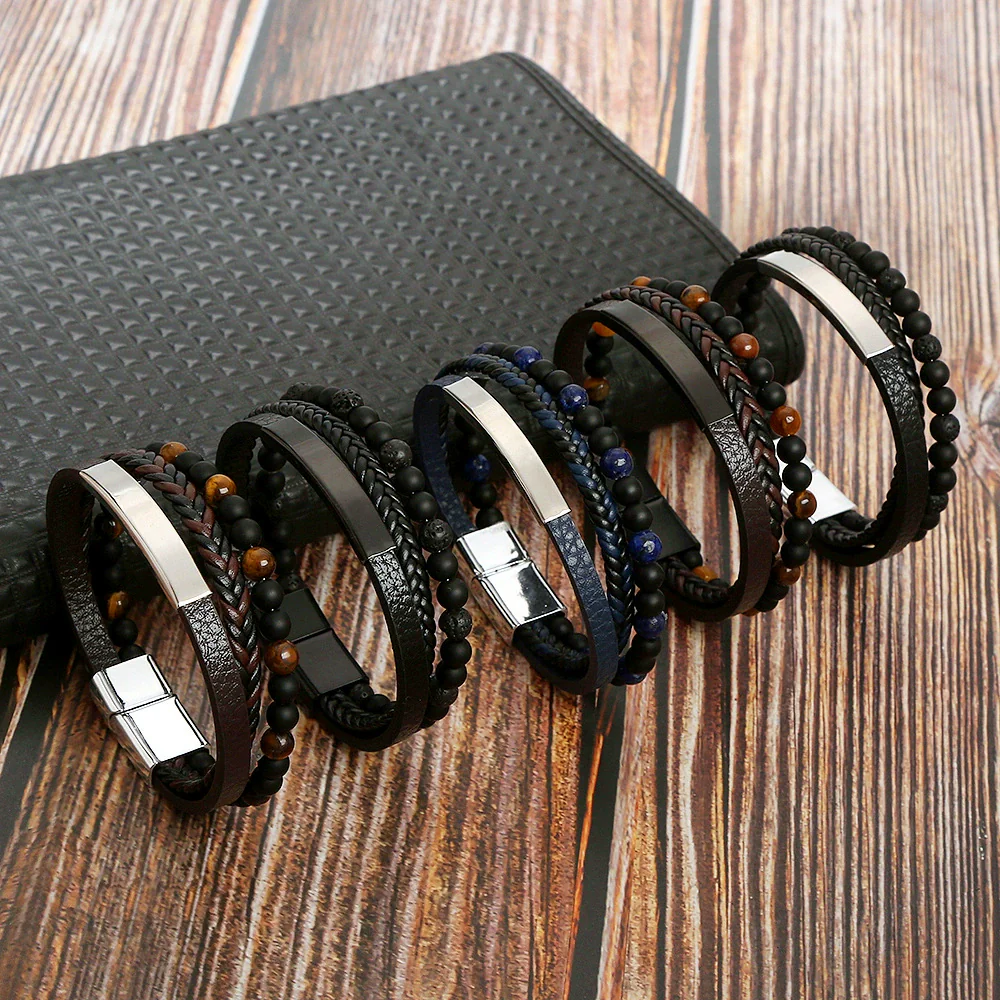 Alloy Magnet Buckle Handwoven Geometric Bracelet For Men And Women