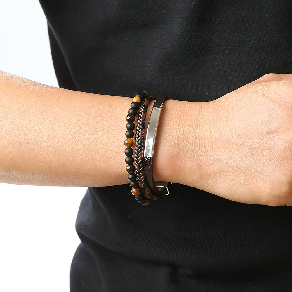 Alloy Magnet Buckle Handwoven Geometric Bracelet For Men And Women - Image 2