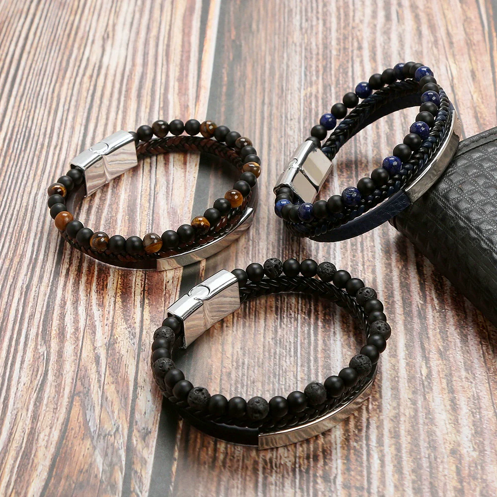 Alloy Magnet Buckle Handwoven Geometric Bracelet For Men And Women - Image 3