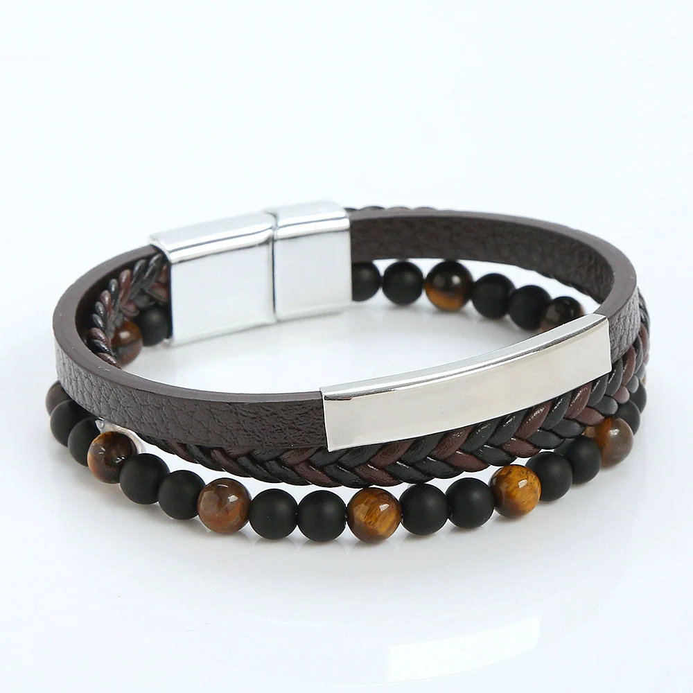 Alloy Magnet Buckle Handwoven Geometric Bracelet For Men And Women - Image 5