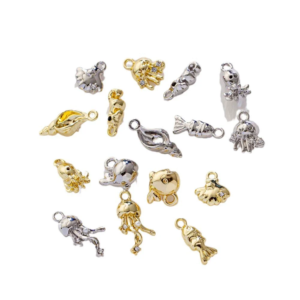 Alloy Marine Life Hippocampus Octopus Conch Electroplated Pendant Jewelry Accessories - Image 4