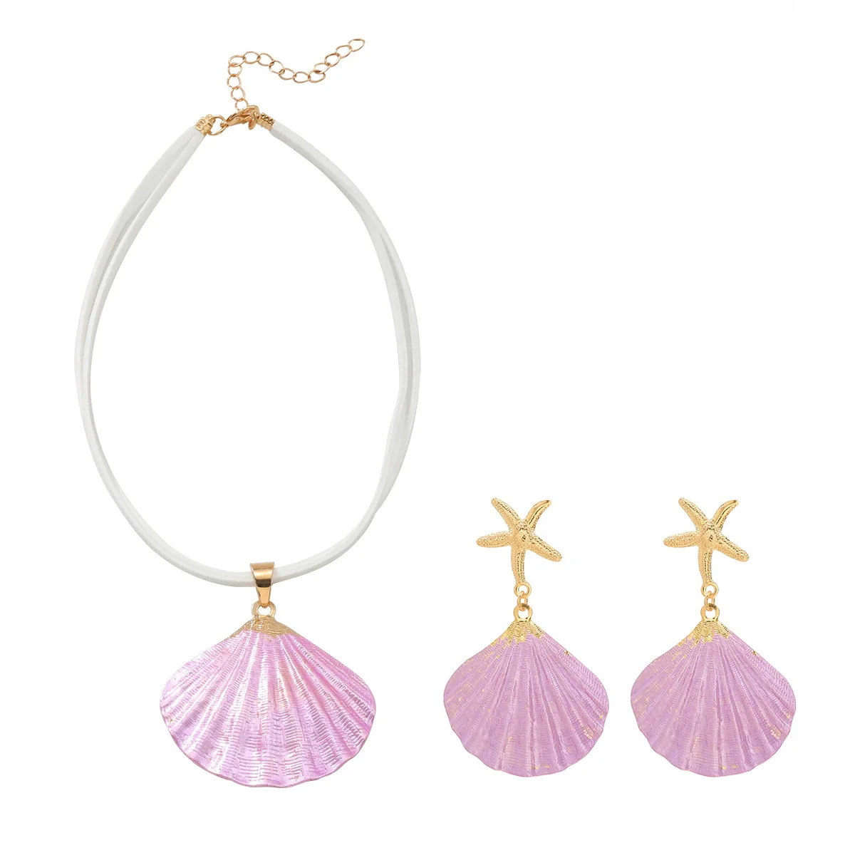 Alloy Marine Life Pattern Fashion Minimalist Women's Necklace Earrings Set With Electroplating - Image 7