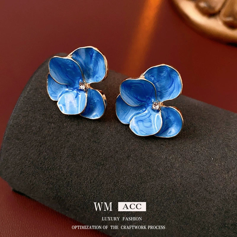 Alloy Medieval Vintage Flower Geometric Dripping Oil Earrings For Women - Image 4