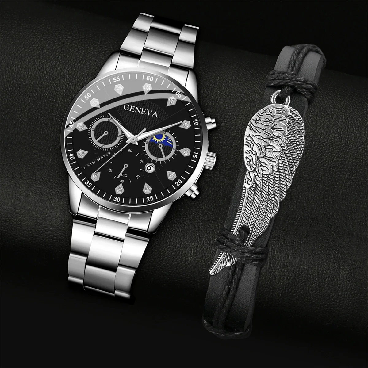 Alloy Men's Casual Quartz Watch With Round Dial And Steel Band - Image 7