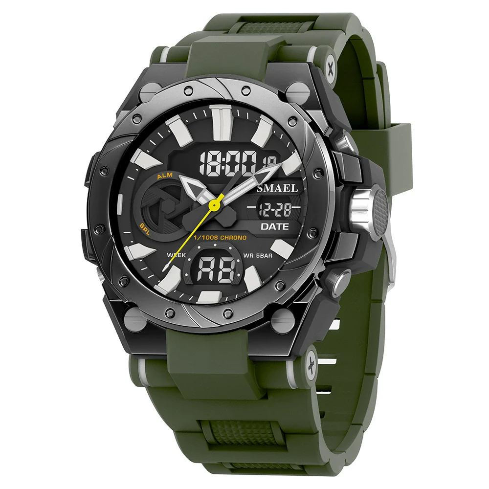 Alloy Men's Electronic Sports Watch Colorful Gradient Round Dial Stainless Steel Clasp Plexiglass Mirror Luminous Waterproof - Image 7