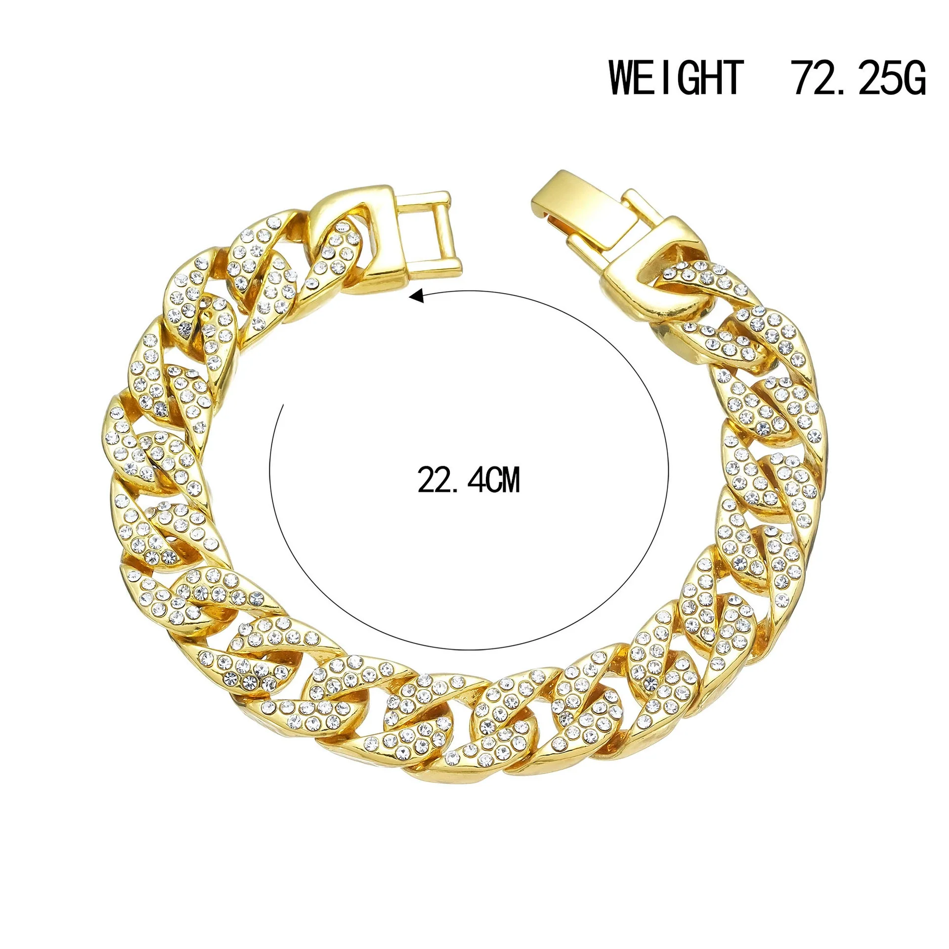 Alloy Men's Hiphop Rap Rock Punk Full Diamond Bracelet Jewelry With Electroplating - Image 5