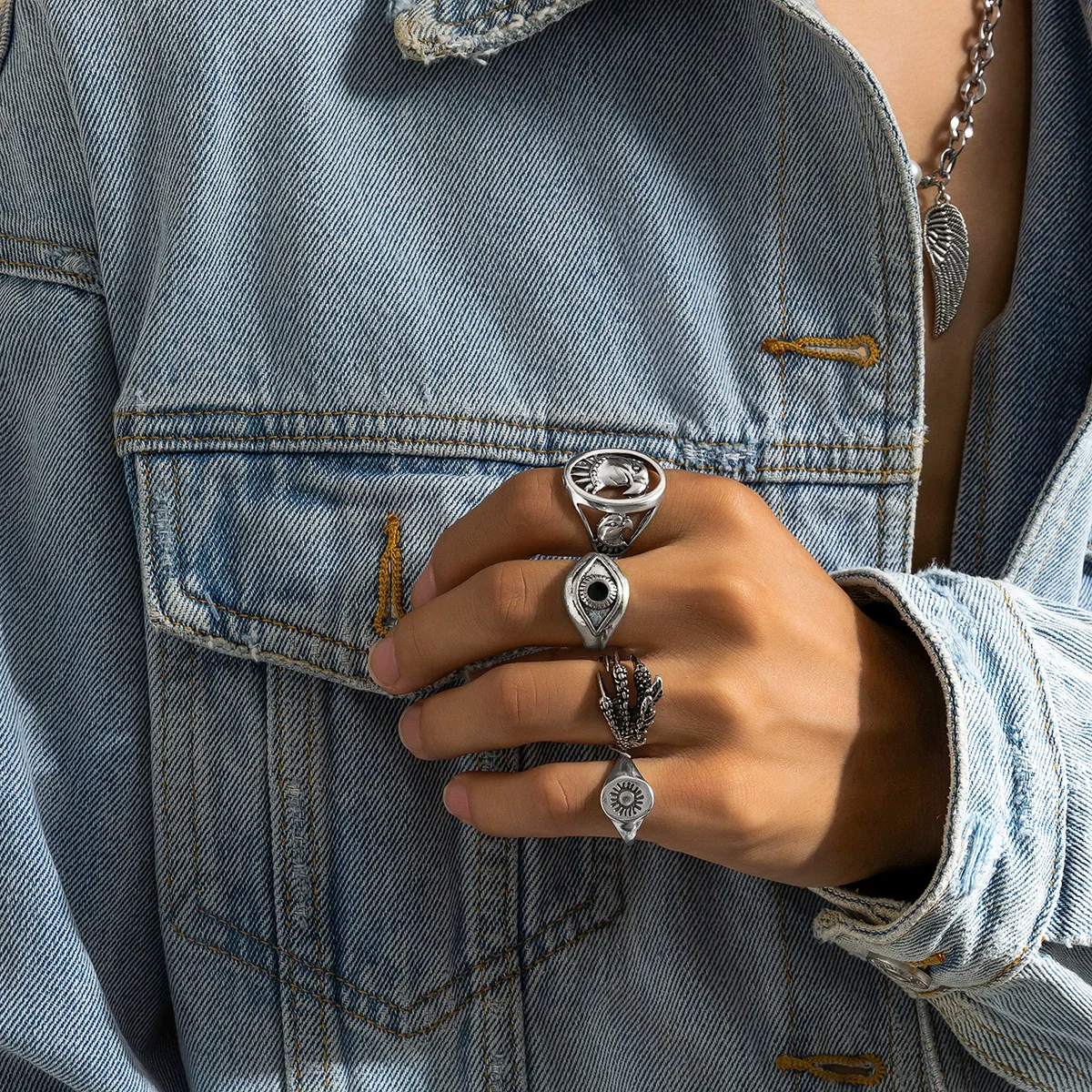 Alloy Men's Jewelry Retro Distressed Animals Zodiac Ring - Image 2