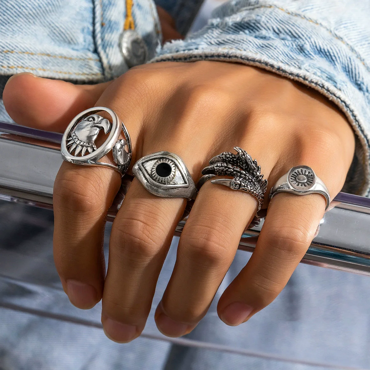 Alloy Men's Jewelry Retro Distressed Animals Zodiac Ring - Image 3