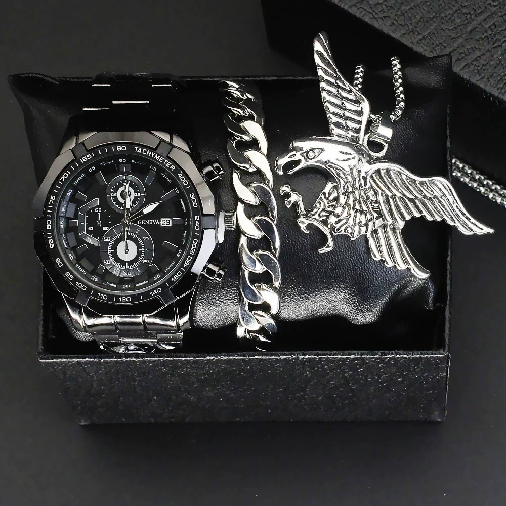 Alloy Men's Sport Quartz Watch With Eagle Pendant And Stainless Steel Buckle - Image 7