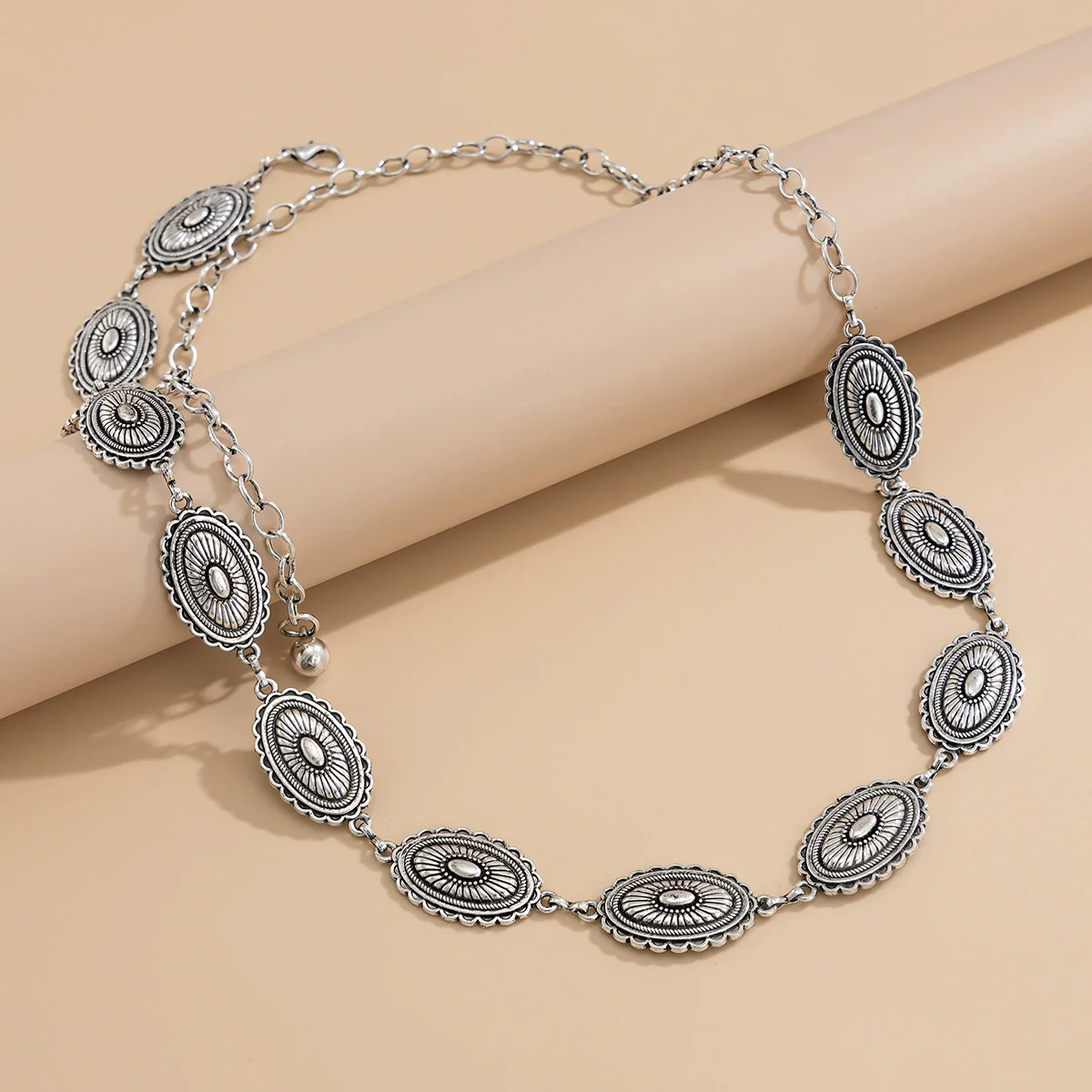 Alloy Metal Carved Geometric Waist Chain For Female - Image 4