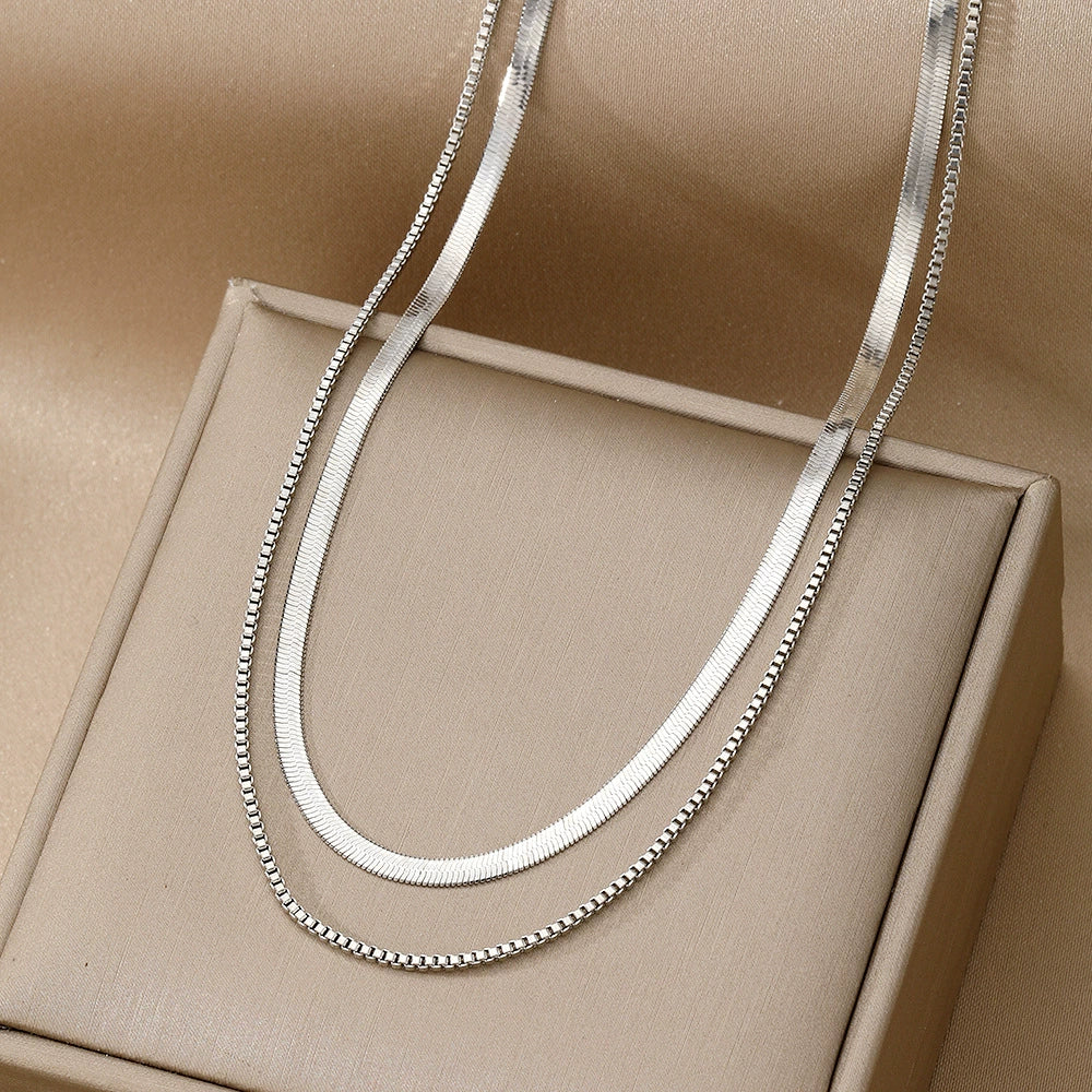 Alloy Metal Women's Multilayered Twist Chain Snake Bone Necklace With Geometric Pattern And Electroplating - Image 16