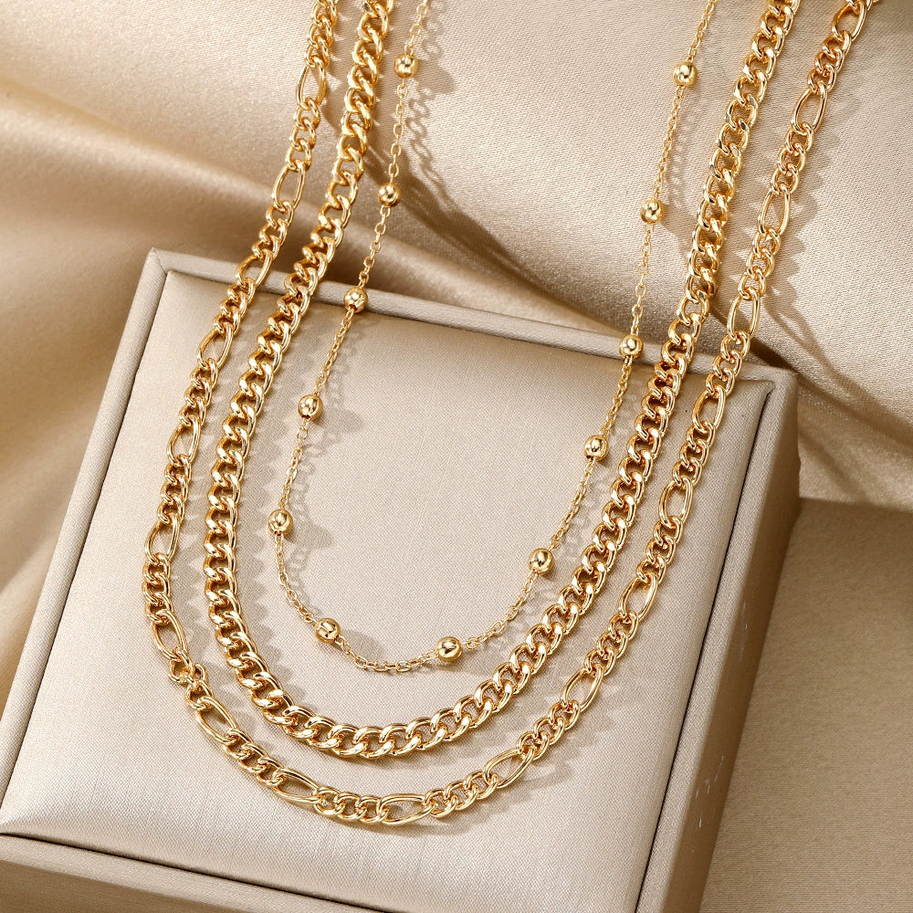 Alloy Metal Women's Multilayered Twist Chain Snake Bone Necklace With Geometric Pattern And Electroplating - Image 6