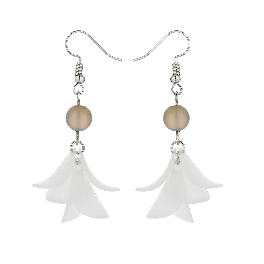 Alloy Mori Style Flower Elegant Pearl Pendant Earrings For Women