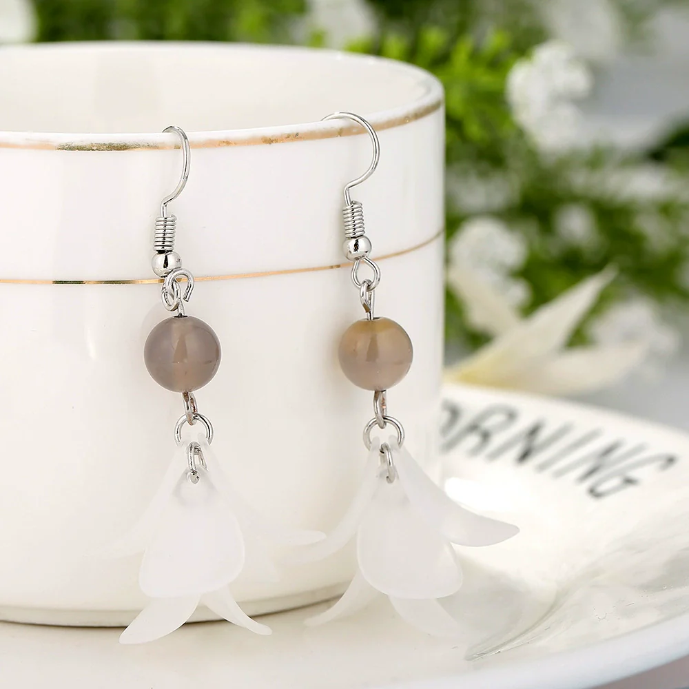 Alloy Mori Style Flower Elegant Pearl Pendant Earrings For Women - Image 3
