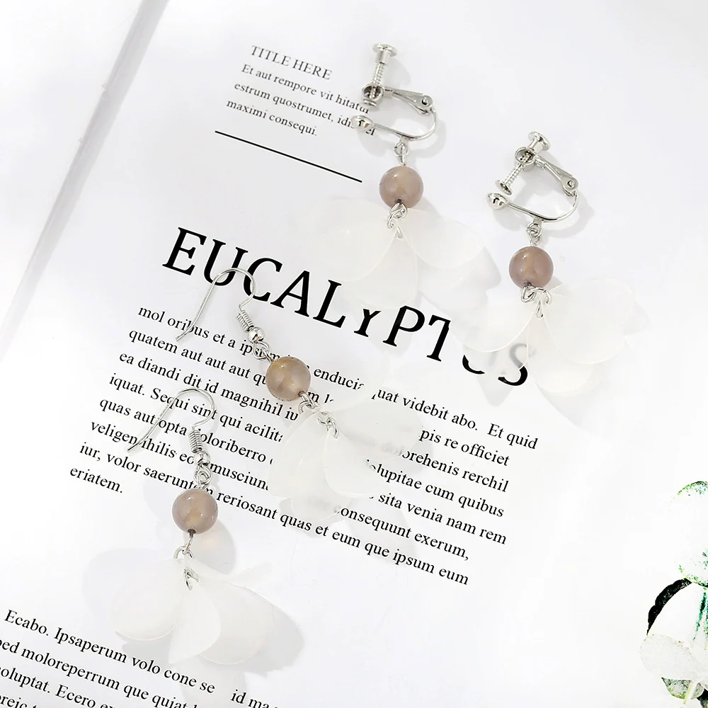 Alloy Mori Style Flower Elegant Pearl Pendant Earrings For Women - Image 5