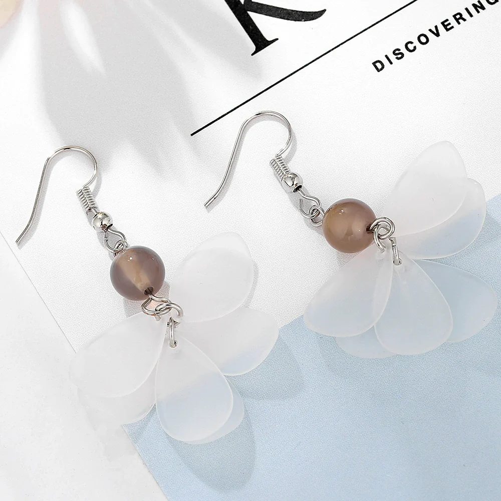 Alloy Mori Style Flower Elegant Pearl Pendant Earrings For Women - Image 6