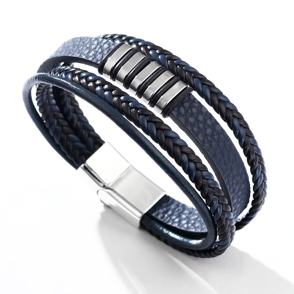 Alloy Multilayer Braided Magnetic Buckle Fashion Geometric Electroplated Unisex And Men's Bracelet - Image 8