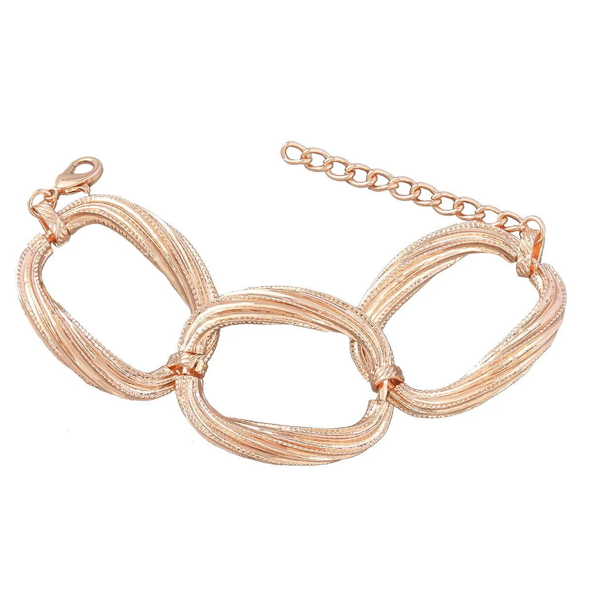 Alloy Multilayer Striped Groove Oval Women's Retro Hiphop Geometric Electroplated Bracelet - Image 4