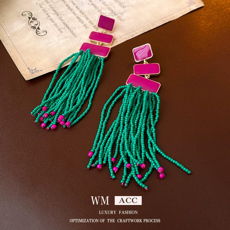 Alloy Oil Dripping Geometric Earrings Highend Retro Exaggerated Style - Image 3