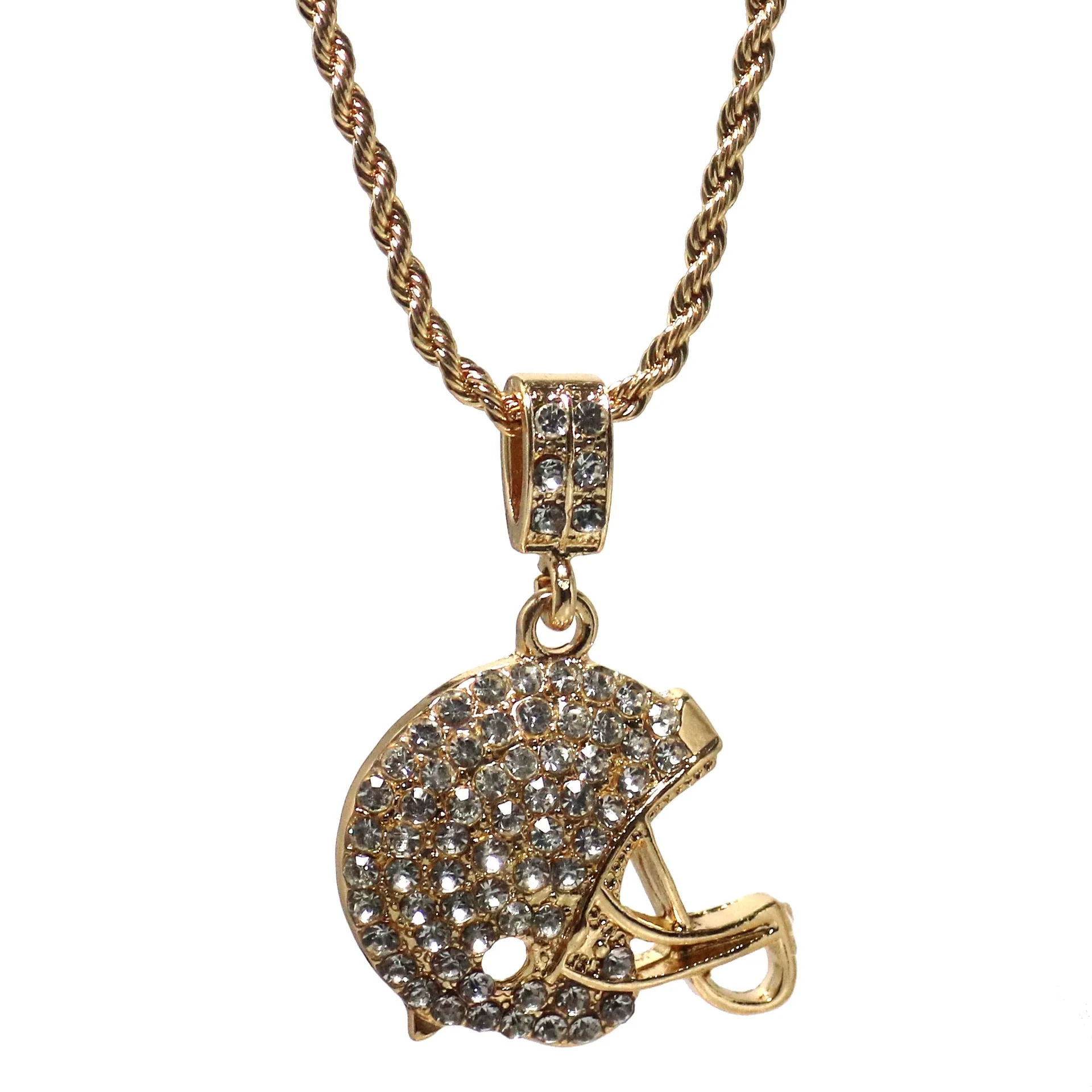 Alloy Olive Cap Pendant Hip Hop Diamond Rugby Men's Necklace With Twist Chain
