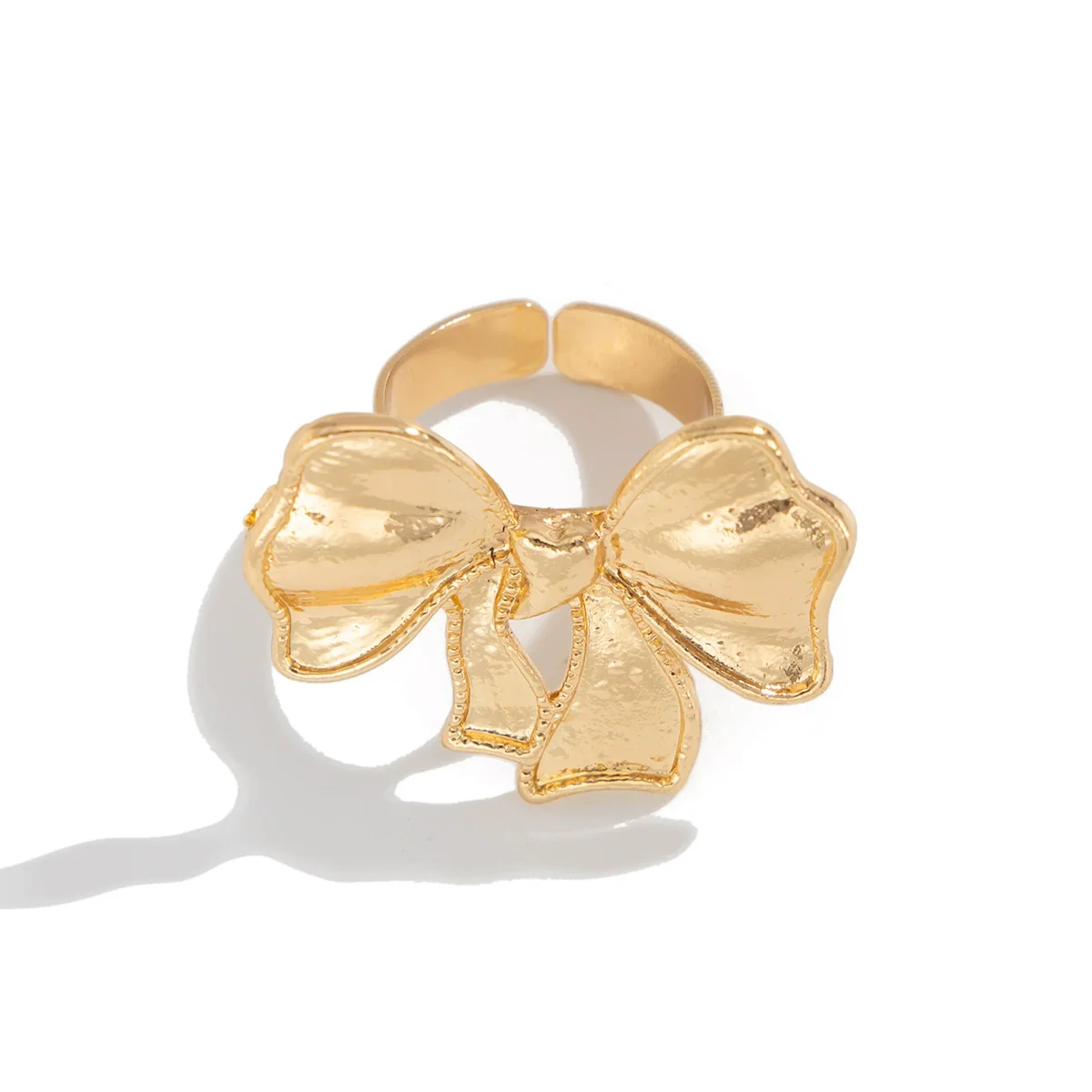 Alloy Open Ring With Bow Tie And Geometric Pattern Electroplated For Women Niche Style - Image 5