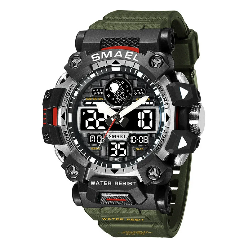 Alloy Outdoor Sports Watch For Men With Plexiglass Mirror Pu Strap Round Dial Waterproof Electronic - Image 11