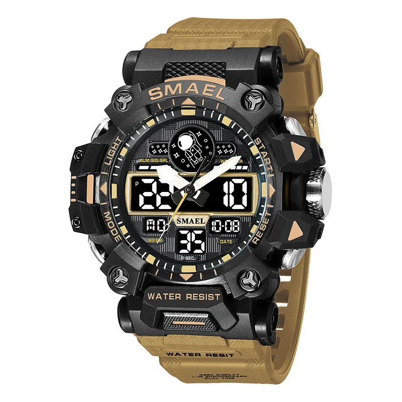 Alloy Outdoor Sports Watch For Men With Plexiglass Mirror Pu Strap Round Dial Waterproof Electronic - Image 13