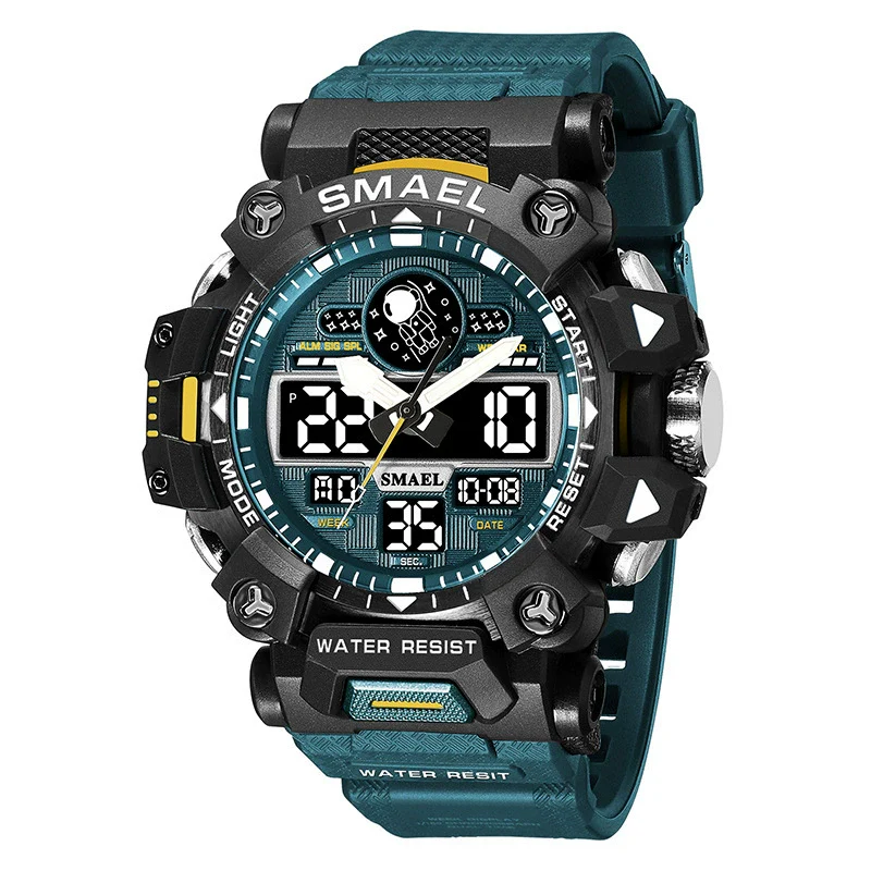 Alloy Outdoor Sports Watch For Men With Plexiglass Mirror Pu Strap Round Dial Waterproof Electronic - Image 14