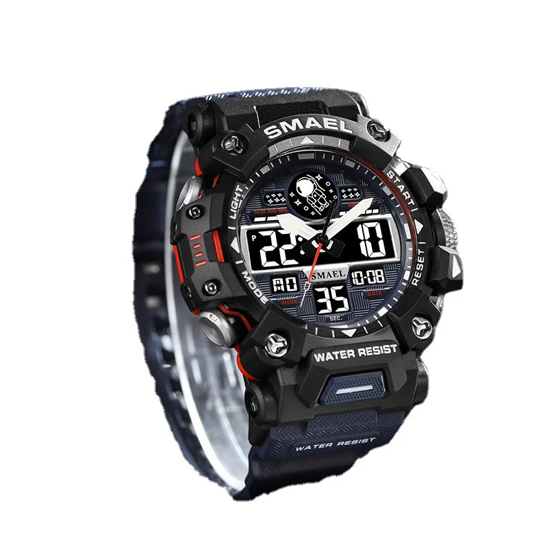Alloy Outdoor Sports Watch For Men With Plexiglass Mirror Pu Strap Round Dial Waterproof Electronic - Image 5