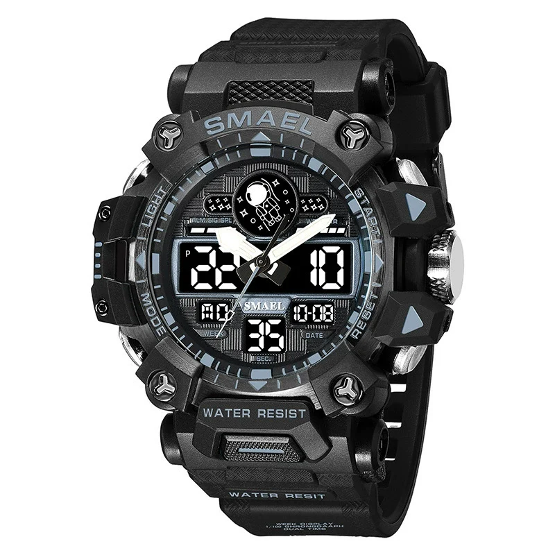 Alloy Outdoor Sports Watch For Men With Plexiglass Mirror Pu Strap Round Dial Waterproof Electronic - Image 8