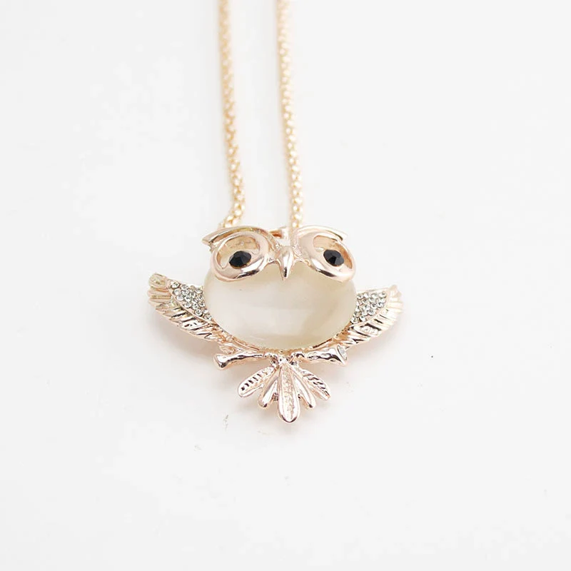 Alloy Owl Inlaid Opal Women's Snake Bone Chain Sweater Chain - Image 4