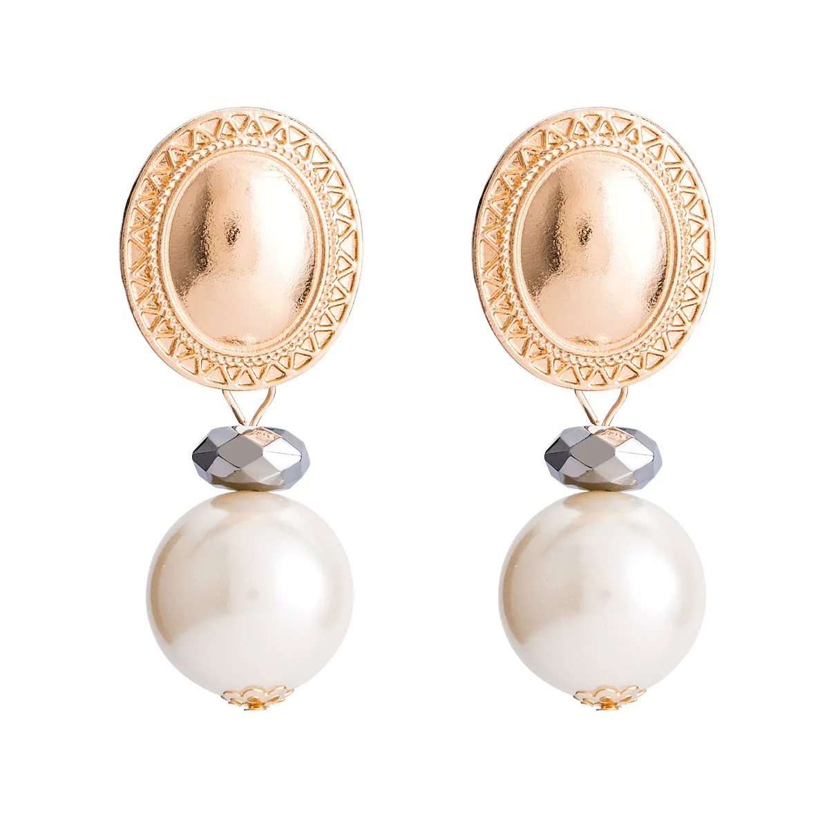Alloy Pearl Metal Earrings Geometric Fashion Retro Style - Image 5