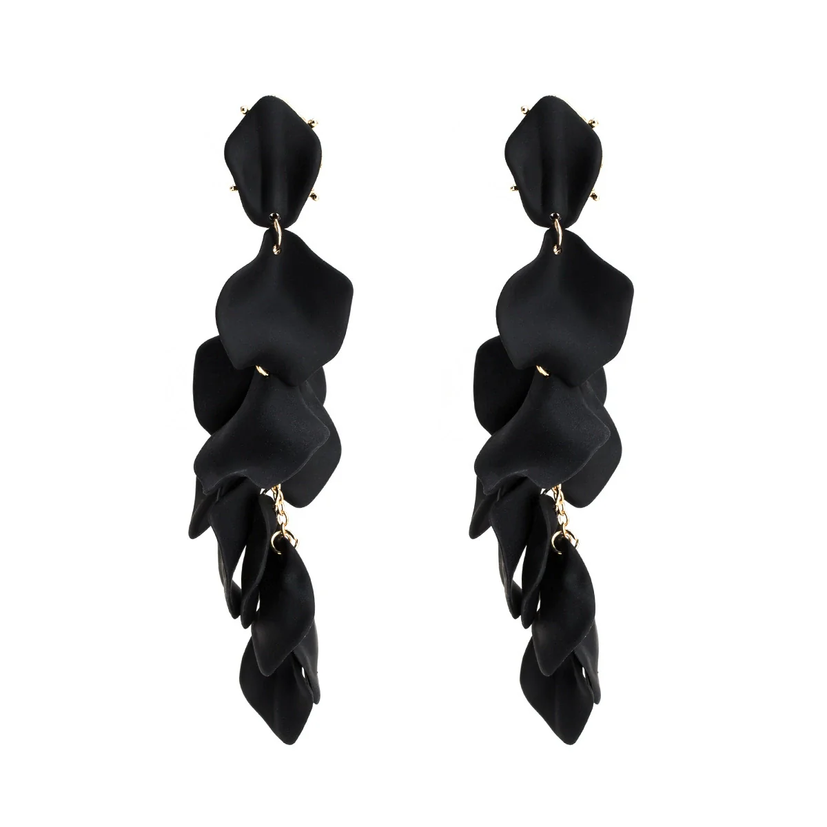Alloy Petals Pattern Spraypainted Multilayer Tassel Earrings For Women - Image 3
