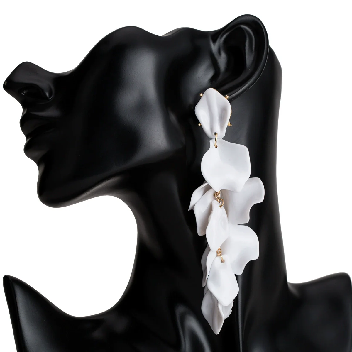Alloy Petals Pattern Spraypainted Multilayer Tassel Earrings For Women - Image 6
