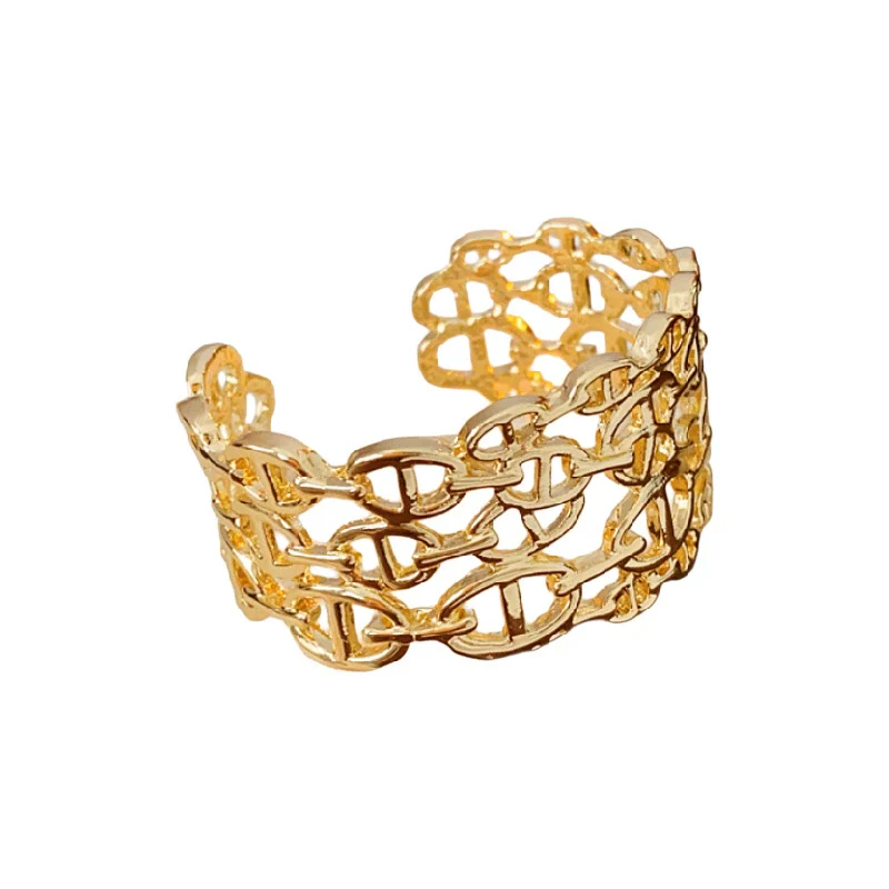Alloy Pig Nose Cut Out Open Bracelet Cold Style Electroplating Hand Jewelry For Women - Image 5