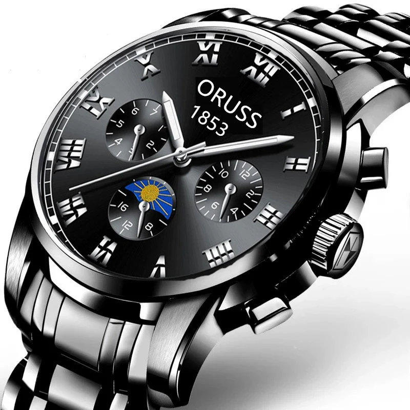 Alloy Quartz And Mechanical Wrist Watch Round Dial Pointer Display Mineral Strengthened Glass Mirror For Men - Image 3