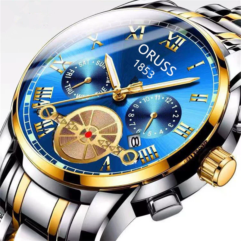 Alloy Quartz And Mechanical Wrist Watch Round Dial Pointer Display Mineral Strengthened Glass Mirror For Men - Image 7