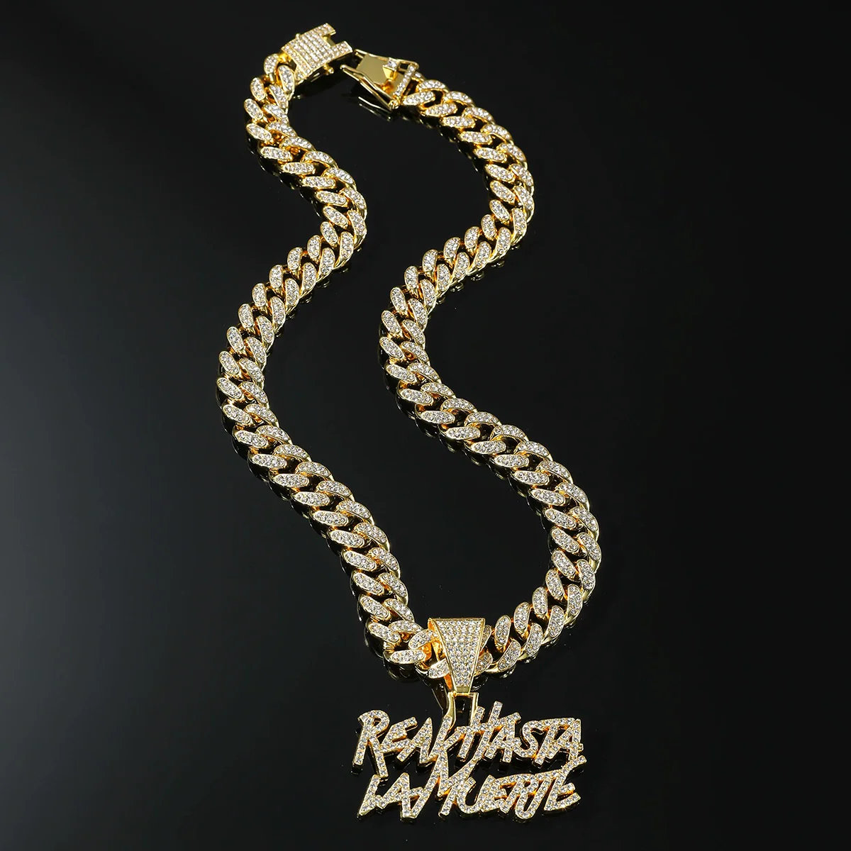 Alloy Rhinestone Hip Hop Letter Pendant Necklace - Image 2