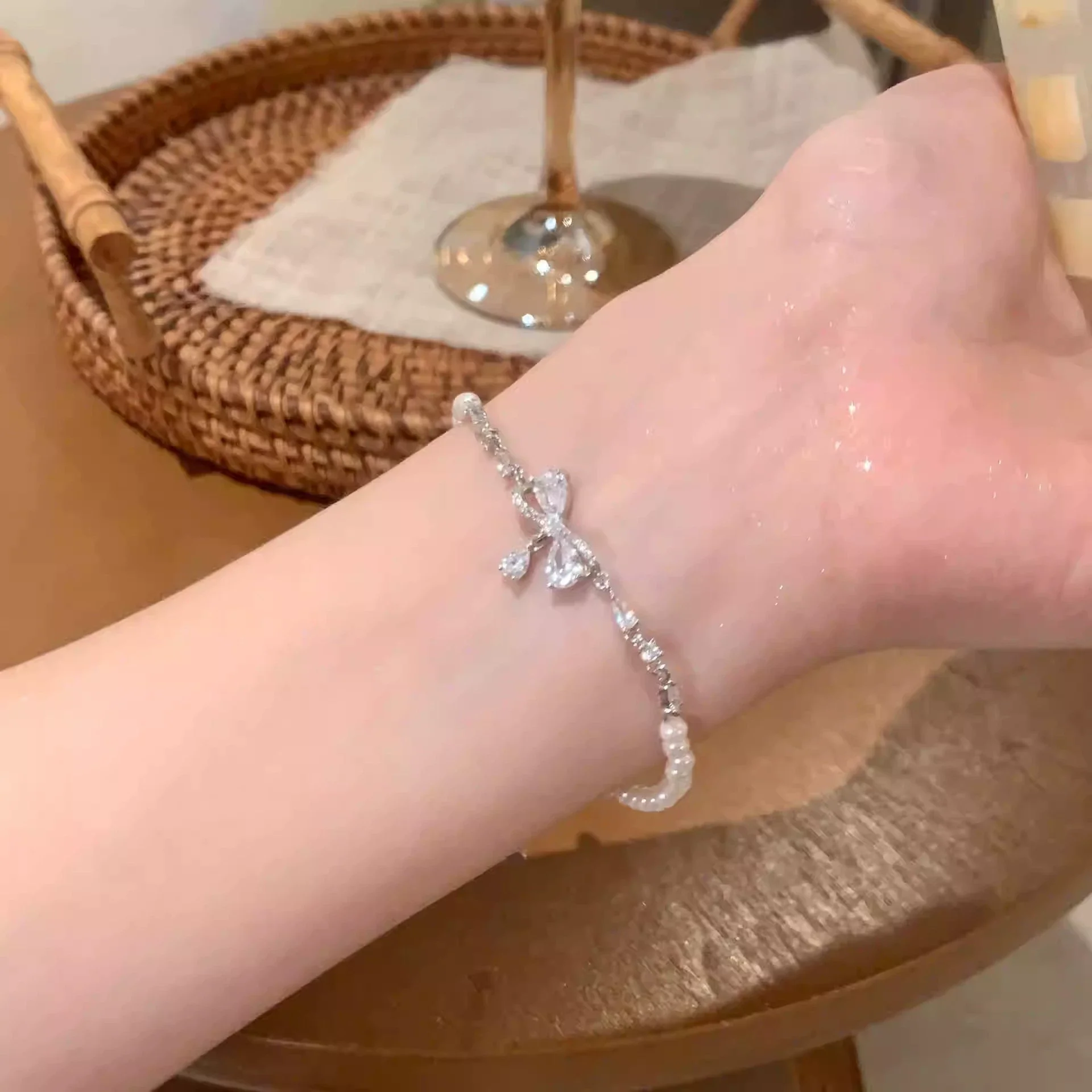 Alloy Silver Electroplated Heart Star Geometric Women's Bracelet With Zircon Pearl - Image 13