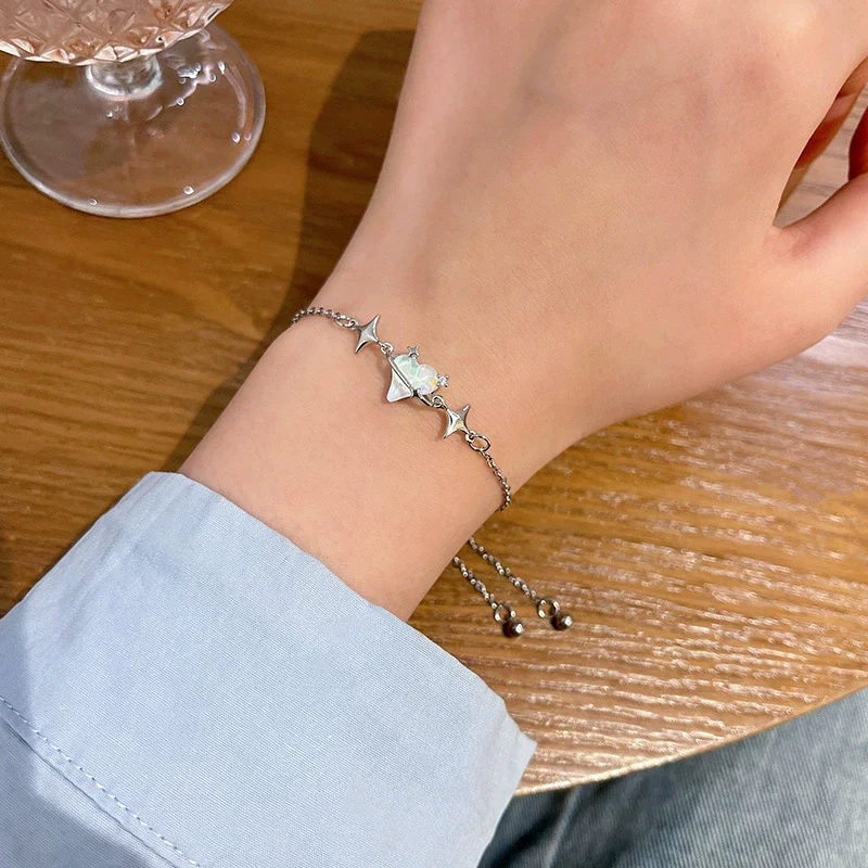 Alloy Silver Electroplated Heart Star Geometric Women's Bracelet With Zircon Pearl - Image 20