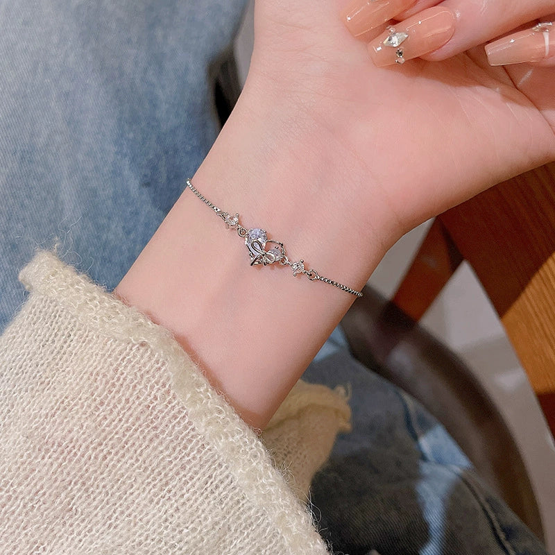 Alloy Silver Electroplated Heart Star Geometric Women's Bracelet With Zircon Pearl - Image 23