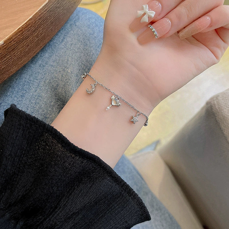 Alloy Silver Electroplated Heart Star Geometric Women's Bracelet With Zircon Pearl - Image 26
