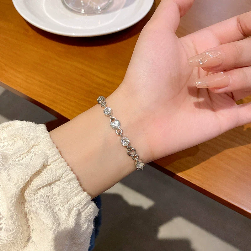 Alloy Silver Electroplated Heart Star Geometric Women's Bracelet With Zircon Pearl - Image 29
