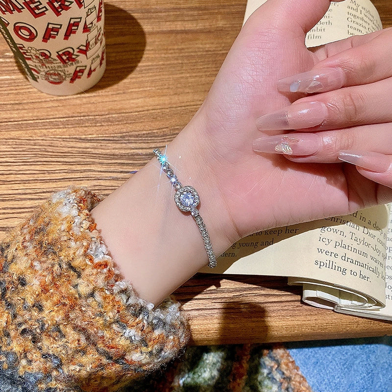 Alloy Silver Electroplated Heart Star Geometric Women's Bracelet With Zircon Pearl - Image 7